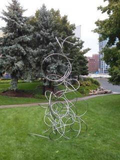 Abstract sculpture of twisted metal.